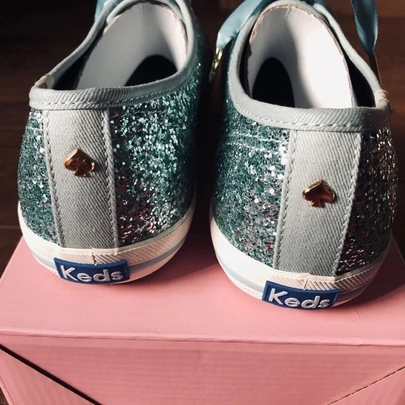 KATE SPADE/KEDS-NWT Aqua Glitter Sneakers - Picture 4 of 16